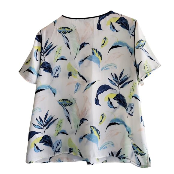 Banana Republic Piped Crew Neck Printed Short Sleeved Blouse Size S - Picture 2 of 5